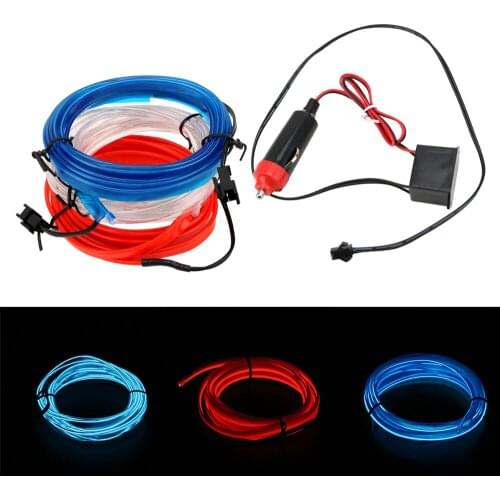 LEEPEE Interior Decoration 2m Decorative Lamp Light Strips Flexible Neon EL Wire Car 12V LED Cold lights Car styling