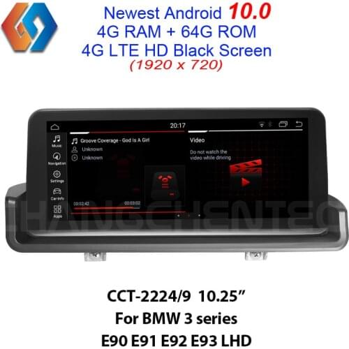 LHD E90 E91 E92 E93 Android 10.0 GPS Navigation Car Multimedia Radio with 64G 1920x720 HD Black Screen Built-in CarPlay BT WiFi