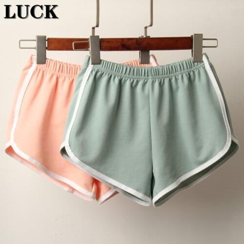 LUCK Sports Shorts Women Summer 2020 New Candy Color Anti Emptied Skinny Shorts Casual Lady Elastic Waist Correndo Short Pants