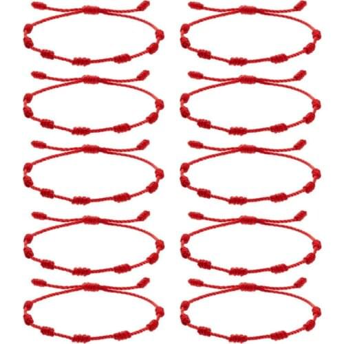 10pcs/set Fashion Handmade 7 Knots Red String Bracelet for Protection lucky Amulet and Friendship Braid Rope Wristband Jewelry