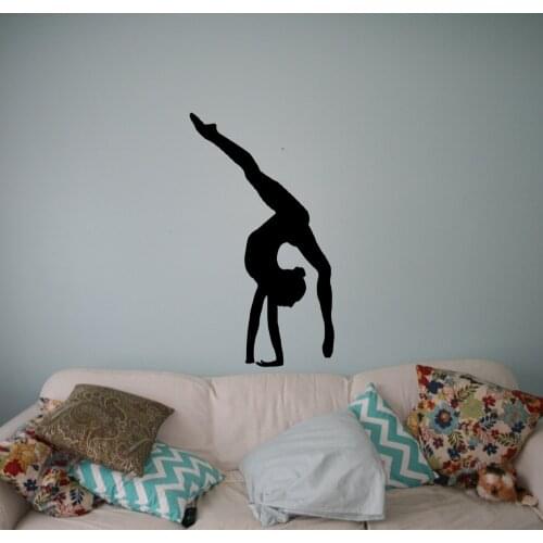 Difficult Gymnastics Girl Wall Decal Elegant Sports Stickers Girls Room Modern Dancer Artistic Gymnastics Adhesive StickerSYY477