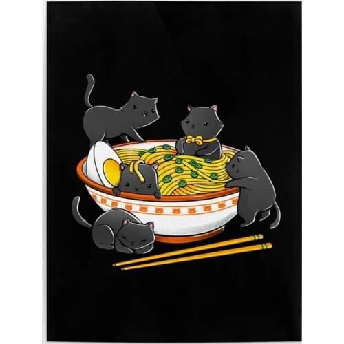 Wall Art Print Canvas Anime Painting Home Kawaii Cat Decor Poster Noodles Modular Japanese Pictures Ramen Modern Living Room