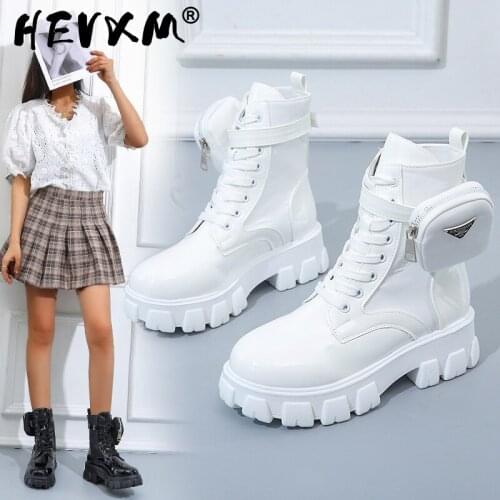 2021 Autumn Winter New Womens Thick-Soled Leather new Boots Casual Womens Boots Womens Fashion Lace-Up High Boots Size 43