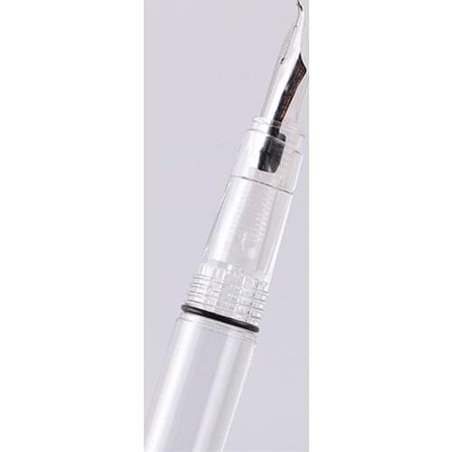 Transparent Piston Fountain Pen Clear Ink Pen EF F Nib Extra Fine Large Capacity Writing AC889