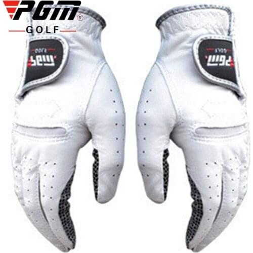 PGM Mens Leather Golf Gloves Left Right Hand Soft Breathable Pure Sheepskin Golf Gloves Non Slip Golf Accessories D0011