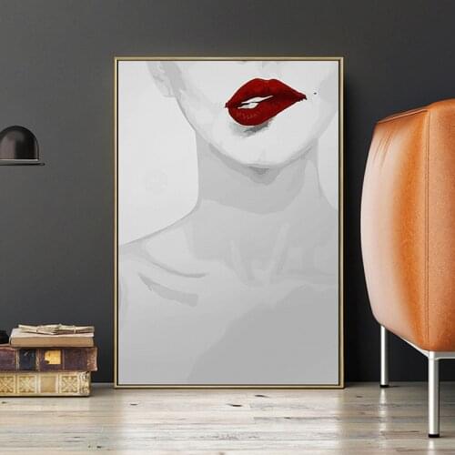 Nordic Poster Simple Sexy Red Lips Prints HD Image Canvas Painting Wall Art Pictures for Living Room Home Decoration No Framed