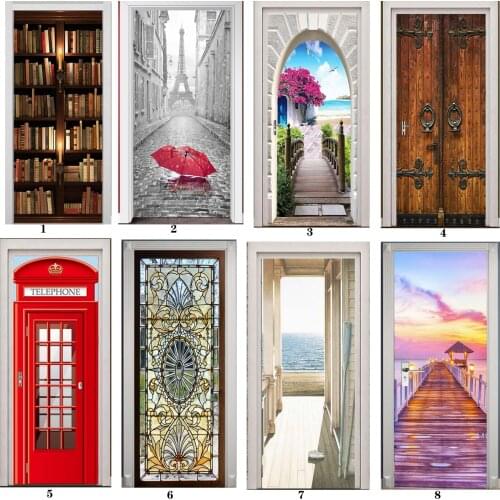 PVC Gate Mural Removable Home Decoration Waterproof Creative Pattern Custom Personalized Self-adhesive Room Door Sticker 3d