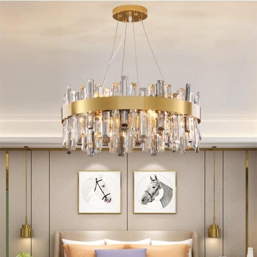 Luxury modern chandelier lighting for living room round gold crystal lamp dining room bedroom led cristal light fixtures