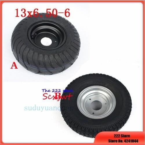 13X6.50-6 tubeless wide tire and 6 inche alloy hub for four-wheel ATV Go-kart sightseeing car accessories 13 inch vacuum wheels