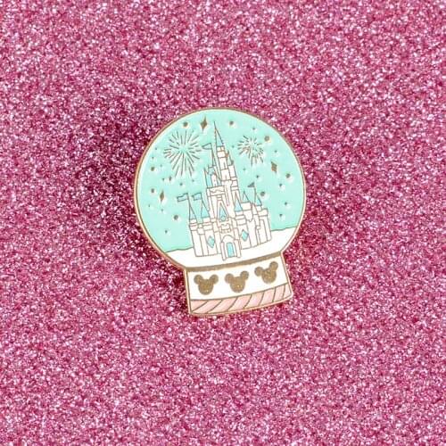 Fantasy Magical Castle Enamel Pin Fairy Crystal Ball Brooches Amusemen Park Childhood Jewelry Christmas For Children kids gifts