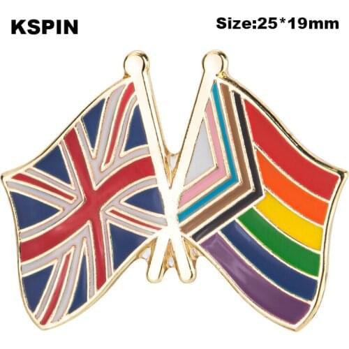 United Kingdom & Progress Pride Flag Badge Flag Brooch National Flag Lapel Pin International Travel Pins