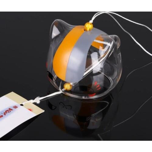 Glass Cat Pattern Decorative Japanese Style Glass Wind Chime Bell Mobile Hanging Ornament Home Decor Garden Deck DIY Gift