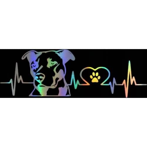 Car Sticker 20CM*6.7CM Personality Pitbull Love Car Decal Reflective 3D Stickers On Car Warning Sign Vinyl Car Styling