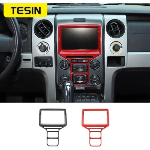 TESIN Interior Mouldings For Ford F150 Car Center Console Panel Decoration Sticker Accessories For Ford F150 2013-2014 Styling