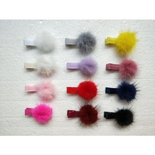 100pcs baby girl Hair Accessories Pom Pom Ball Hair Grips Clips ties Fashion 3.5cm Fur fur pompon Hairpins GR113