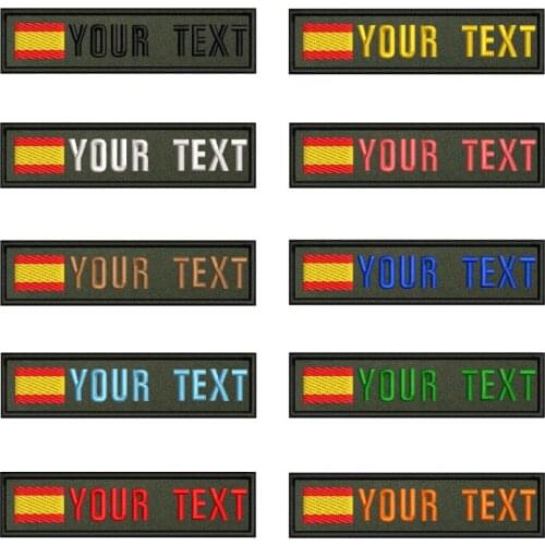 Green background Spanish flag Spain 10X2.5cm Embroidery Custom Name Text Patch Stripes badge Iron On Or Velcro Backing Patches