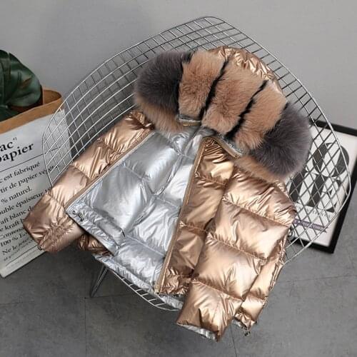 SEDUTMO Winter Oversize Women Duck Down Jackets Double Sided Fur Hooded Coat Short Black Casual Autumn Parkas ED1646