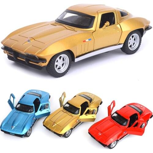 1:32 Corvette Alloy Diecast Vehicles Model Pull-back Car with Lights Sounds Function Toy CollectionsKids Gifts