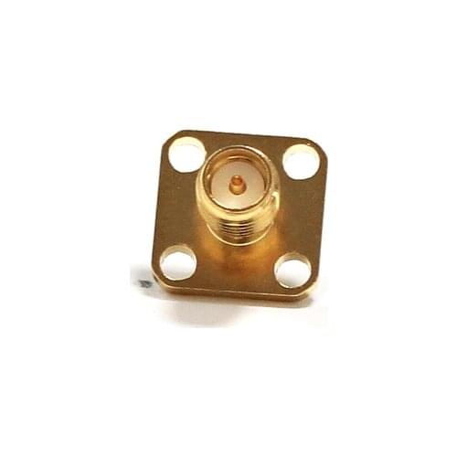 1pc RP-SMA Female Jack RF Coax Connector 4-hole flange solder post Straight Goldplated NEW wholesale