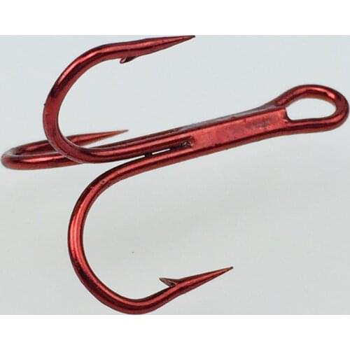 10pcs Red nickel three anchor hook fishing gear three hook high carbon steel material High Carbon Steel Treble Fishing Hooks