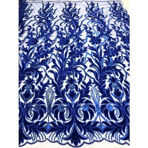 2021 African Lace Fabric French Velvet Sequin Embroidery French Tulle Mesh Sewing Wedding Dress Garment Accessories 5 Yards