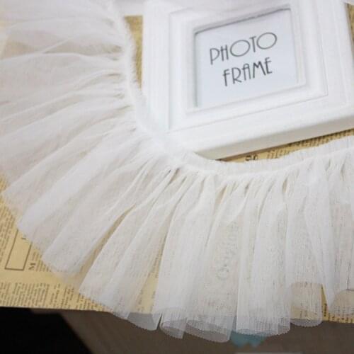 30yards 6color 12cm wide non stretch Pleated Edge chiffon Ruffle Satin Ribbon Trims Tape for girl dress