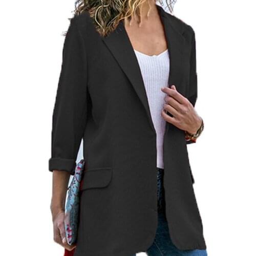 50% HOT SALES！！！Fashion Women Blazer Suit Coat Long Sleeve Solid Color Office Jacket Outerwear
