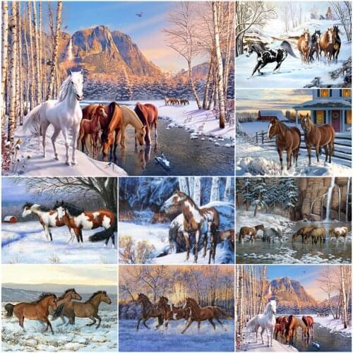 5D DIY Diamond Painting Animals Horse Full Drill Handmade Hobby Cross Stitch Home Decor Art Picture Mosaic Embroidery Tools Kits