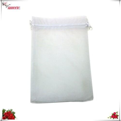 White 50/100pcs Jewelry Packaging Gift Pouches Wedding Supplies Tulle Fabric Eugen Yarn Bag Organza Bags 7x9 9x12 17x23CM 6z