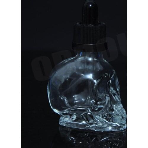Free shipping 1PCS 30ml skull glass dropper bottle with child proof cap from China supplier
