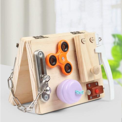 Montessori Busy Board For Toddlers Educational Wooden Sensory Toys Children Learning Activities For Fine Motor Skills Travel Toy