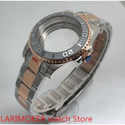 Transparent cover 904L stainless steel rose gold strap bracelet with 40mm sapphire glass ETA NH36 MH35 case,bezel gray