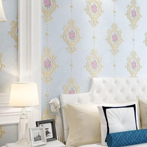 Floral European Wall Papers Home Decor Non-woven Pink Flower Wall Paper Roll For Living Room Bedroom Walls Papel Mural Behang