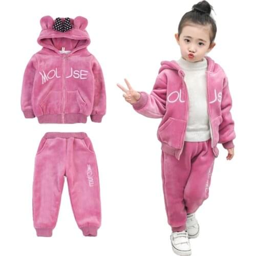 Children Velvet Clothing Autumn Winter Toddler Boys Girls Baby Clothes Hooded Costume Outfit Suit Kids Tracksuit For Sets