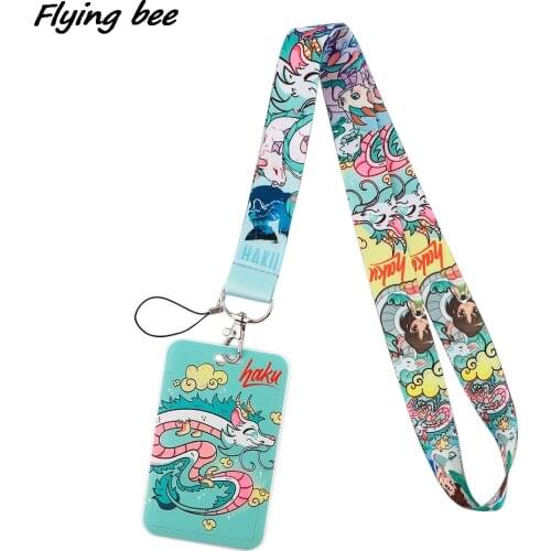 Flyingbee X1696 Anime White Dragon Lanyard Card Holder Student Hanging Neck Mobile Phone Lanyard Badge Subway Access Card Holder