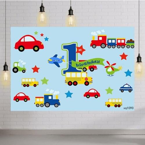 Photography Background Transportation Theme Boy Cars Boy 1st Birthday Party Photophone Backdrop Photo Studio