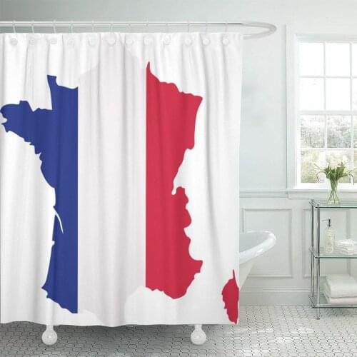 French France Map Flag Silhouette Cartography Contour Country Geography Shower Curtain Waterproof Polyester Fabric 72 x 72 Inche