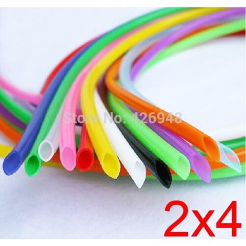 2mm ID 4mm OD FDA colours Silicone Rubber Tube Hose food 2X4 flexible tubing white blue black red yellow purple orange green