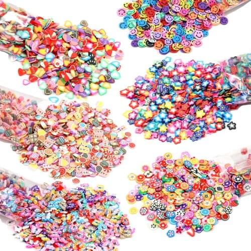 1000pcs Clay Resin Filling Butterfly Fruit Flowers Pattern Colorful Mixed Filler For DIY Epoxy Resin Jewelry Nail Art Decoration
