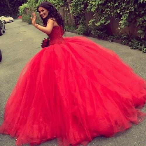Sweetheart Lace Up Red Ball Gown Plus Size Charming Appliques Floor Length Wedding Party Dress