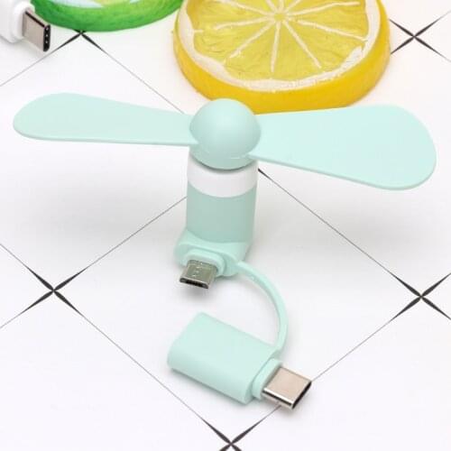 Fan Mini Handheld USB Fans 2in1 Types C Micro USB Mini Fan Cooler for SamsungXiaomiHuaweiHTC Cell Phone