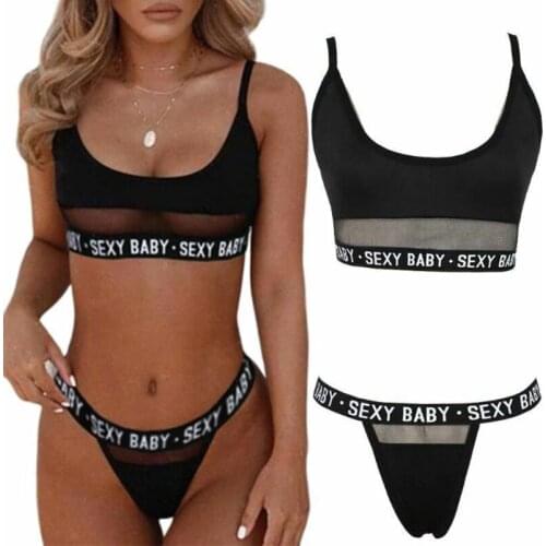 Fashion Womens Bra Set Halter Bra Letter Corner Sexy Set Sexy Ladies Underwear Women Underwear Panty Set Hot Sale