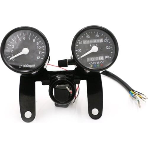 Motorcycle Black LED Tachometer Speedometer Odometer Gauge Bracket Bobber Chopper Bobber Cafe Racer