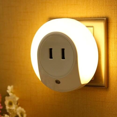 Wall Night Lamp Light Sensor Light EU/US Plug Luminary Bedside Lamps With 2 USB Charging Ports Christmas Childrens Night Lights