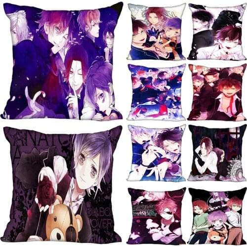HEARMNY Anime DIABOLIK LOVERS Pillowcase Bedroom Home Decorative Gift Pillow Cover Square Zipper Pillow Cases Satin Soft Fabric