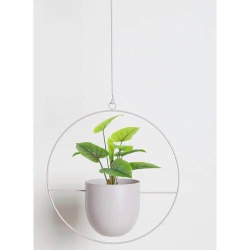 Nordic Hanging Metal Iron Plant Flower Pots Holder Garden Balcony Succulent Wall Mount Hanger Swinging Basket Bedroom Decoration