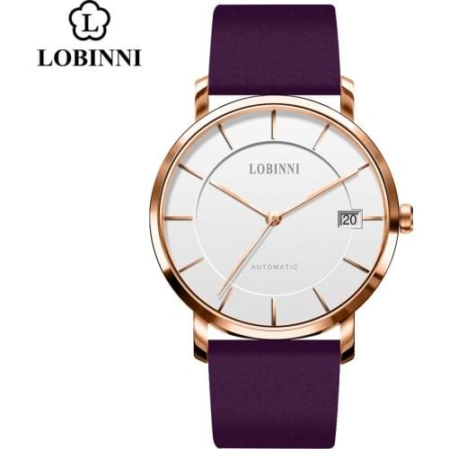 Switzerland Lobinni Luxury Brand Womens Mechanical Watch Fashion Ladies Wrist Watch Leather Orignal Design reloj mujer 2020