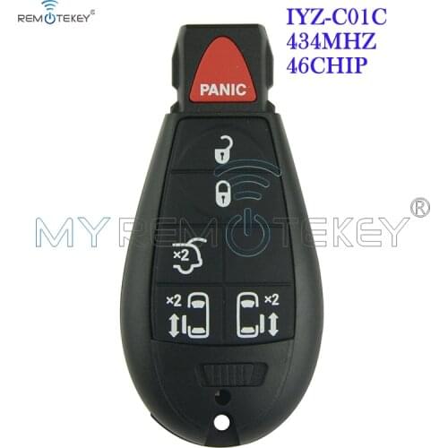 Remtekey New type keyless entry remote key fob Fobik IYZ-C01C 434MHZ 6 button for Chrysler Dodge Jeep challenger town country