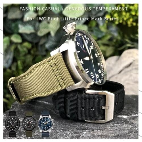 High Quality Nylon Calfskin Watchband for IWC PILOT IW377709 Pilot SPITFIRE Pilot Portuguese Portofino MARK18 TOP GUN Watchband