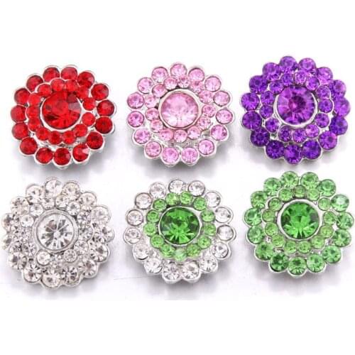 Luxury 10pcs/lot 18mm Metal Snap Button Jewelry Rhinestone Buttons for Snap Jewelry Fit DIY Snaps Bracelets&Bangles